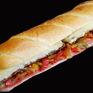 franco's super sub with grilled vegetables, sausage and cheese